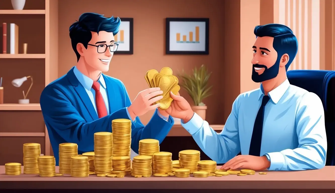 A person transferring 401k funds to gold with a financial advisor